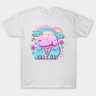 Cute sunshine bubble head girl in kawaii style T-Shirt